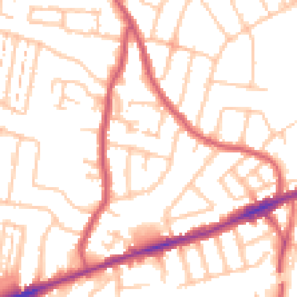 Daytime road noise heatmap for RM6 4BG