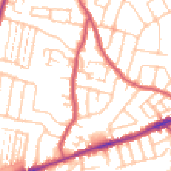 Daytime road noise heatmap for RM6 4BQ