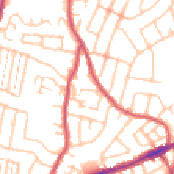 Daytime road noise heatmap for RM6 4BT