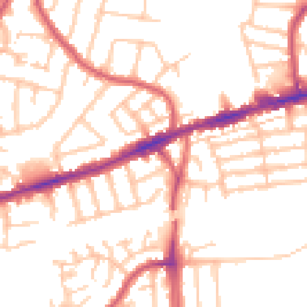 Daytime road noise heatmap for RM6 4DB