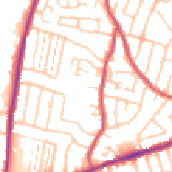Daytime road noise heatmap for RM6 4DJ