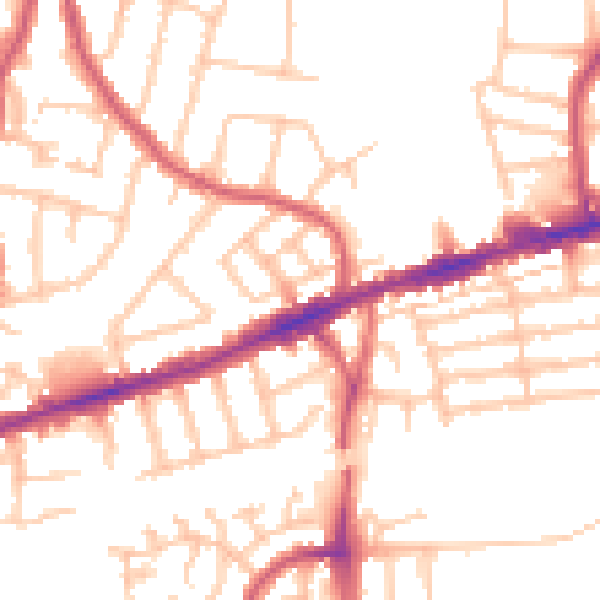 Daytime road noise heatmap for RM6 4DL