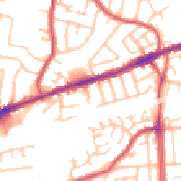Daytime road noise heatmap for RM6 4DN