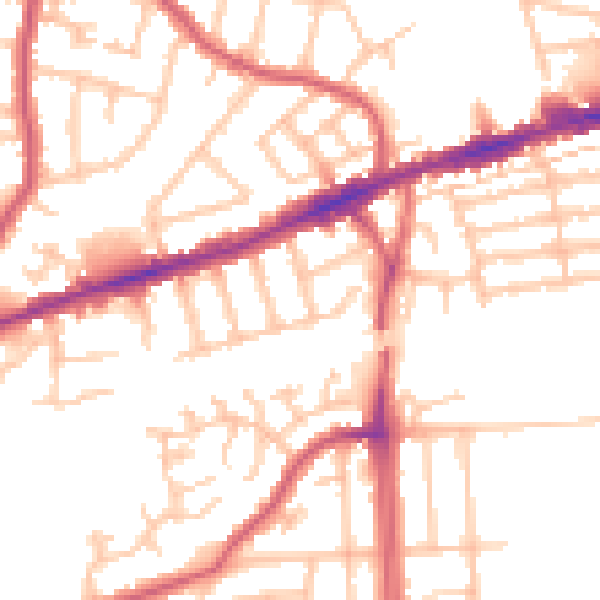 Daytime road noise heatmap for RM6 4DU