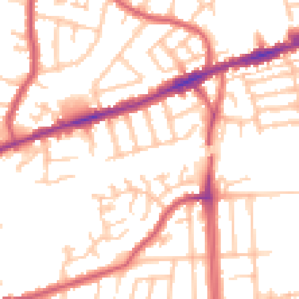Daytime road noise heatmap for RM6 4EA