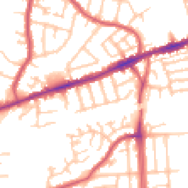 Daytime road noise heatmap for RM6 4ED