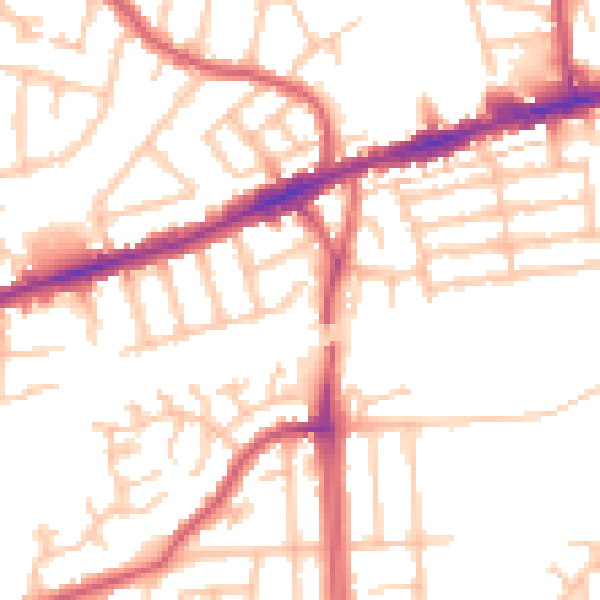 Daytime road noise heatmap for RM6 4EE