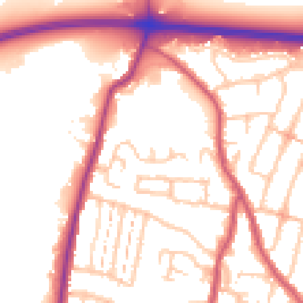 Daytime road noise heatmap for RM6 4FF