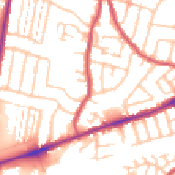 Daytime road noise heatmap for RM6 4FW