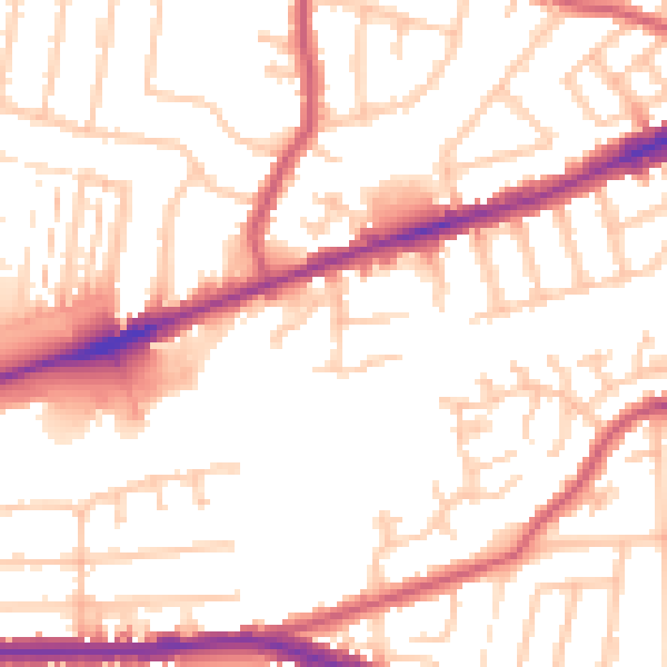 Daytime road noise heatmap for RM6 4JA