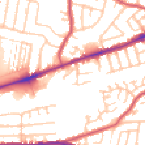 Daytime road noise heatmap for RM6 4JE