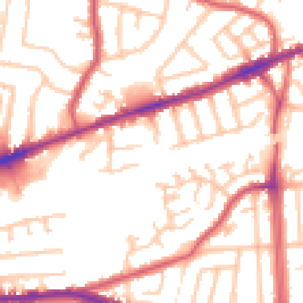 Daytime road noise heatmap for RM6 4JP
