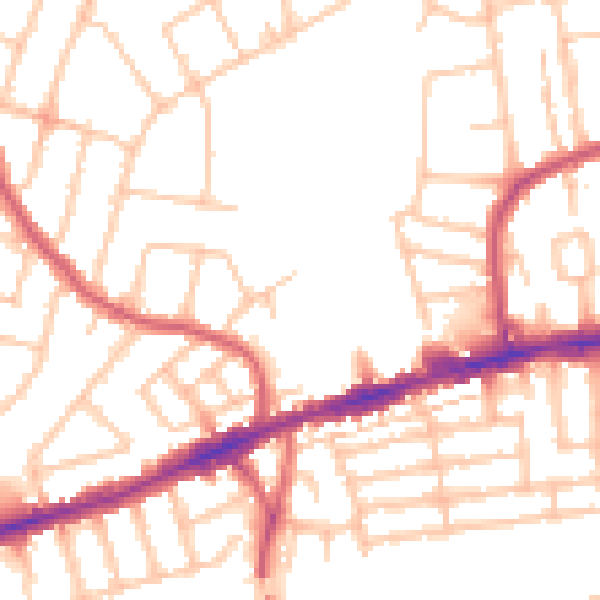Daytime road noise heatmap for RM6 4JX