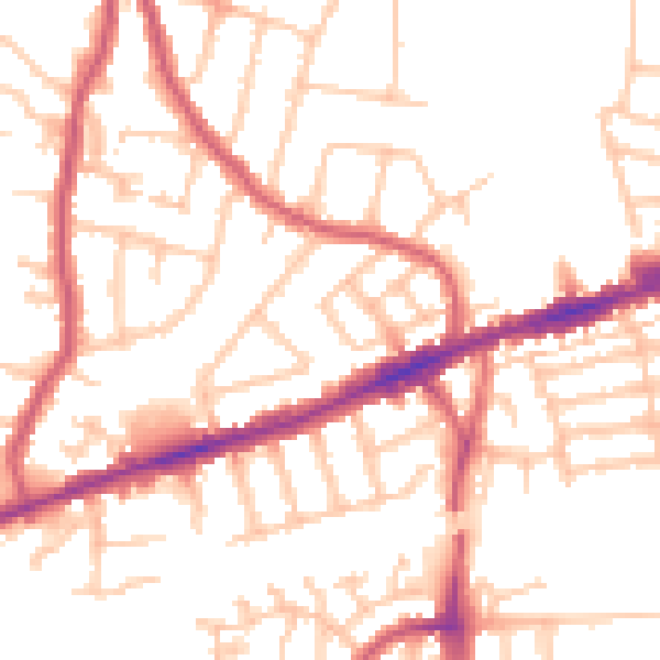 Daytime road noise heatmap for RM6 4NA