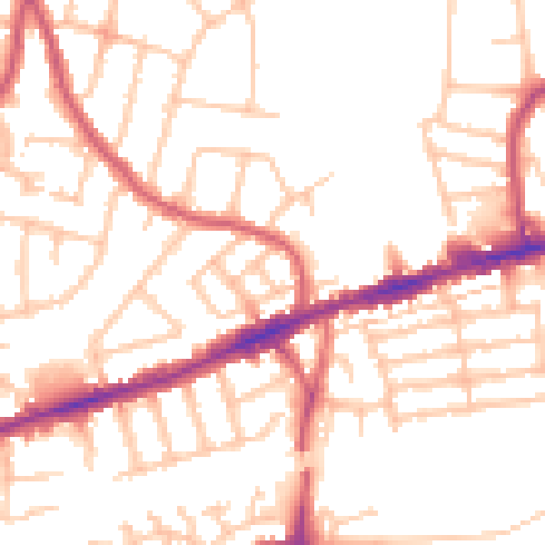 Daytime road noise heatmap for RM6 4NJ