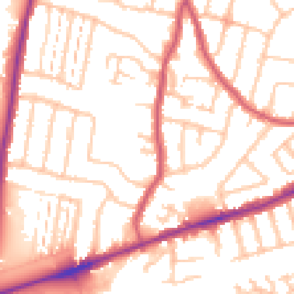 Daytime road noise heatmap for RM6 4PF