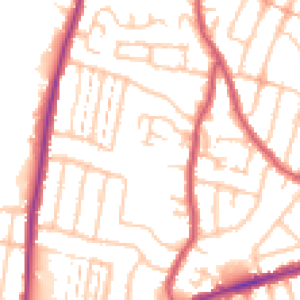 Daytime road noise heatmap for RM6 4PY