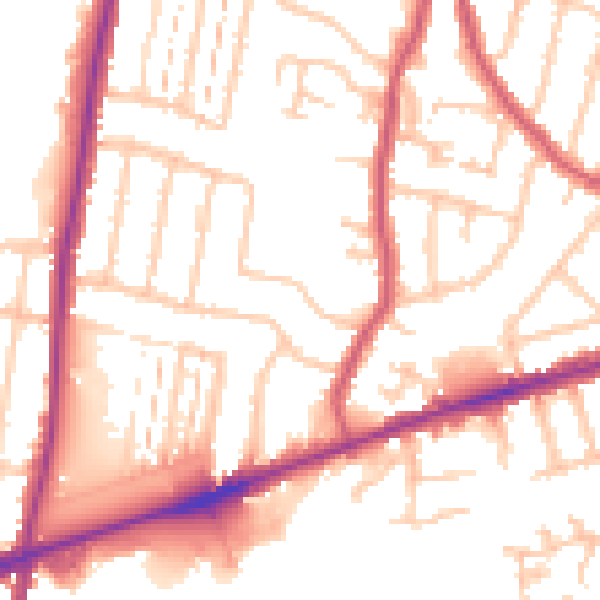 Daytime road noise heatmap for RM6 4SA