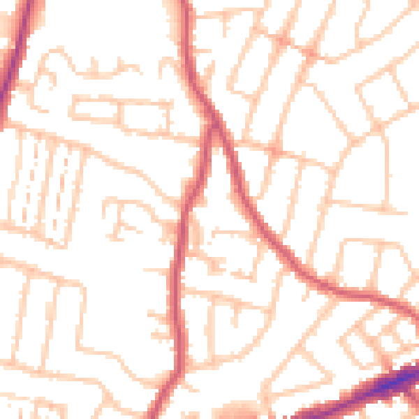 Daytime road noise heatmap for RM6 4XE