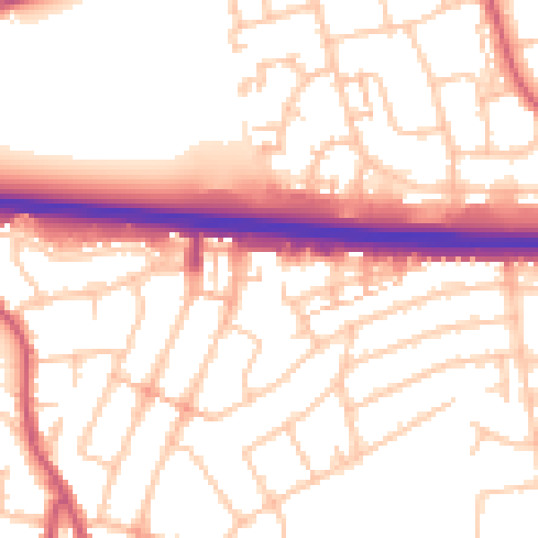 Daytime road noise heatmap for RM6 5AF