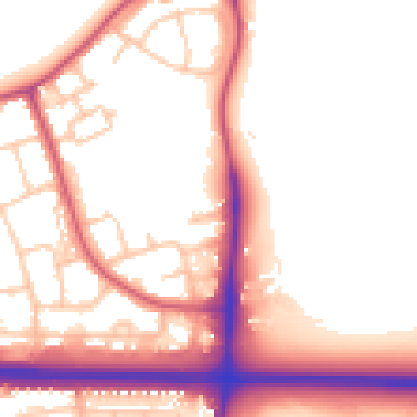 Daytime road noise heatmap for RM6 5AN