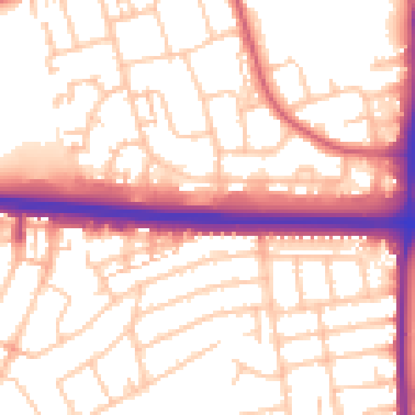 Daytime road noise heatmap for RM6 5BF