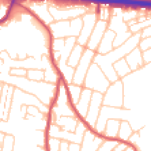 Daytime road noise heatmap for RM6 5DA