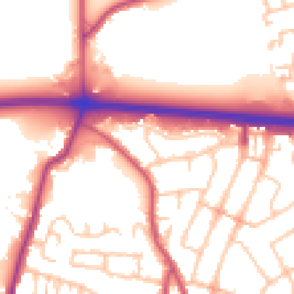 Daytime road noise heatmap for RM6 5DP