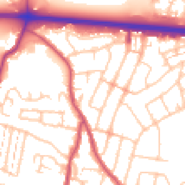 Daytime road noise heatmap for RM6 5EB