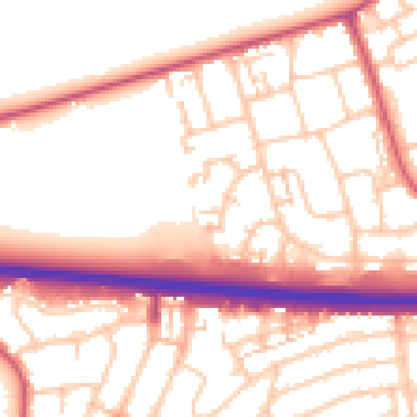 Daytime road noise heatmap for RM6 5EJ