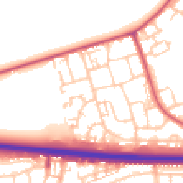 Daytime road noise heatmap for RM6 5JB