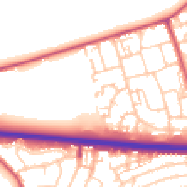 Daytime road noise heatmap for RM6 5JG