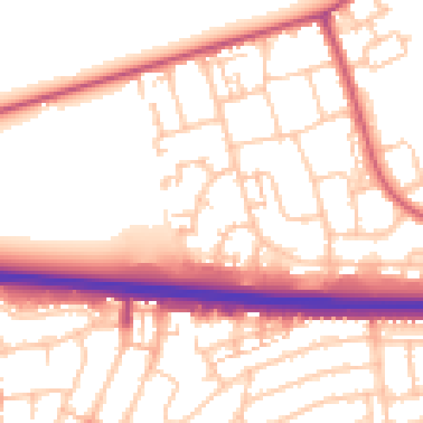 Daytime road noise heatmap for RM6 5JJ