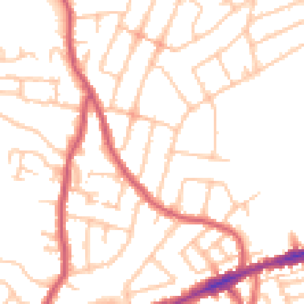 Daytime road noise heatmap for RM6 5RT