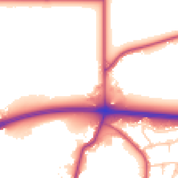Daytime road noise heatmap for RM6 5RY