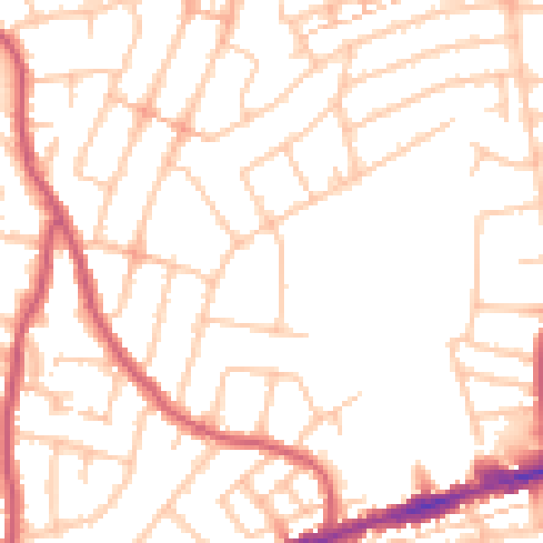 Daytime road noise heatmap for RM6 5TU
