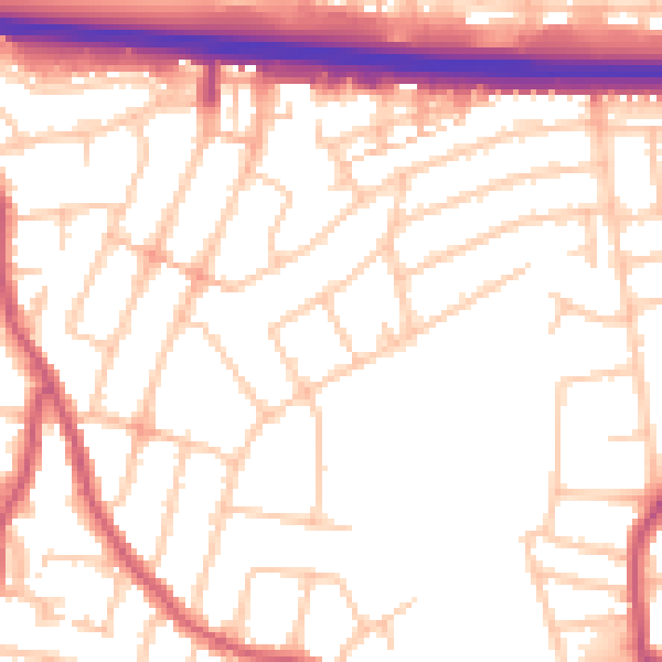 Daytime road noise heatmap for RM6 5UD