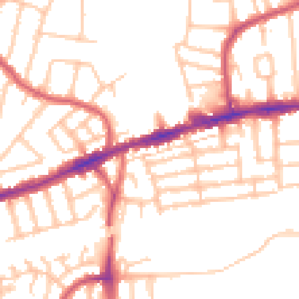Daytime road noise heatmap for RM6 6BF