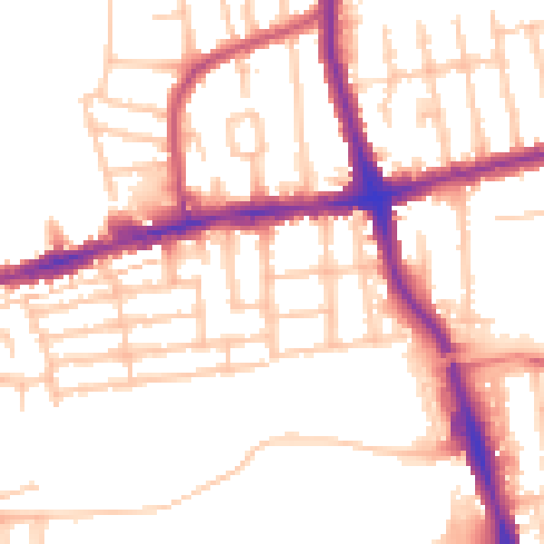 Daytime road noise heatmap for RM6 6EB
