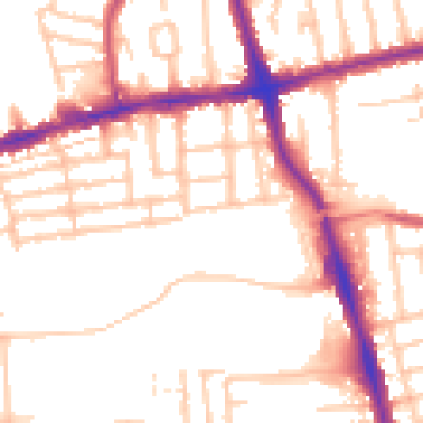 Daytime road noise heatmap for RM6 6EL