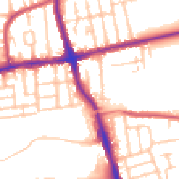 Daytime road noise heatmap for RM6 6HL