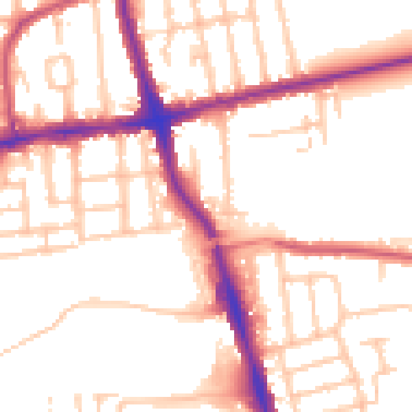 Daytime road noise heatmap for RM6 6HY