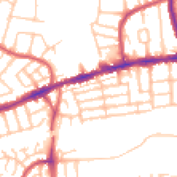 Daytime road noise heatmap for RM6 6JJ