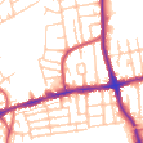Daytime road noise heatmap for RM6 6NJ