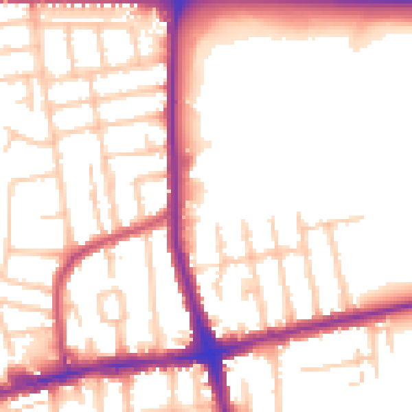 Daytime road noise heatmap for RM6 6RR