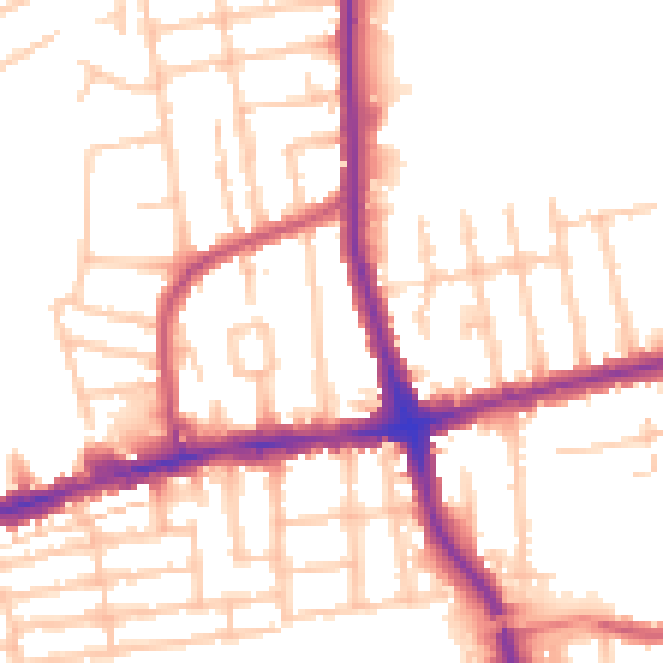 Daytime road noise heatmap for RM6 6RT