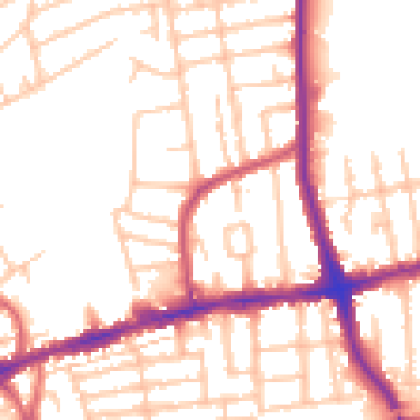 Daytime road noise heatmap for RM6 6UR