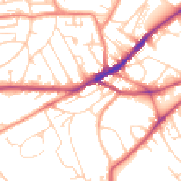 Daytime road noise heatmap for S10 3BZ