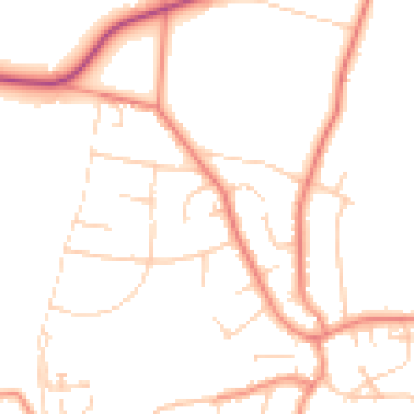 Daytime road noise heatmap for S17 3EY