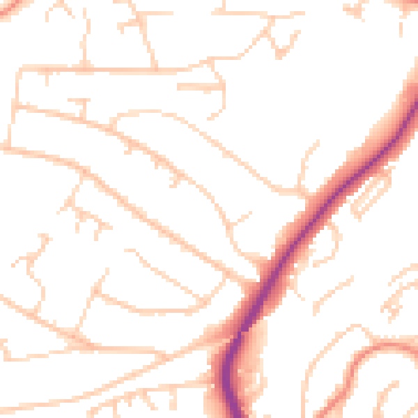 Daytime road noise heatmap for S17 3NT